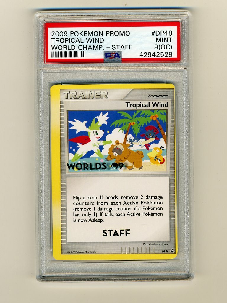 Pokemon PSA 9 OC MC MINT 2009 Tropical Wind Staff Miscut Error Dot