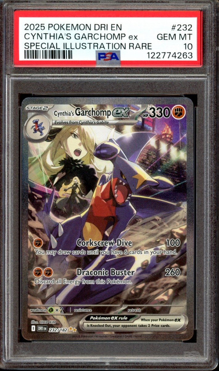 PSA 10 Cynthia's Garchomp EX SIR 232/182 Destined Rivals 2025