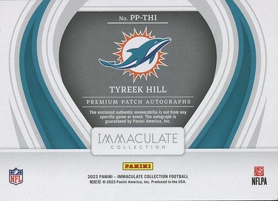 Tyreek Hill 2024 Immaculate On Card Auto Autograph Patch Miami