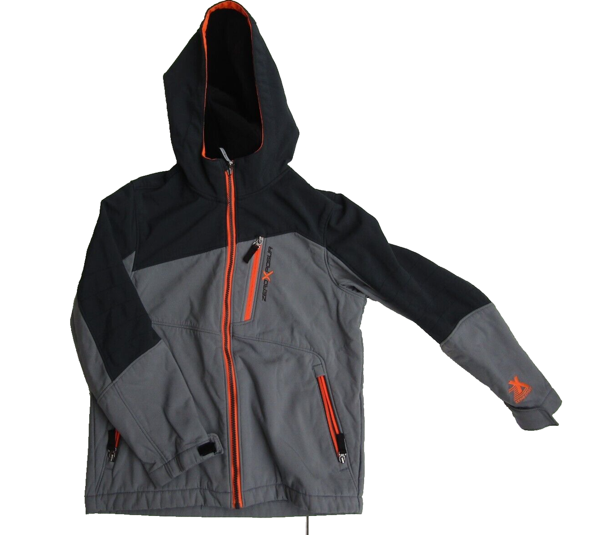 ZeroXposur Boy's Grey Full Zip Hooded All-Season Jacket-Medium (10