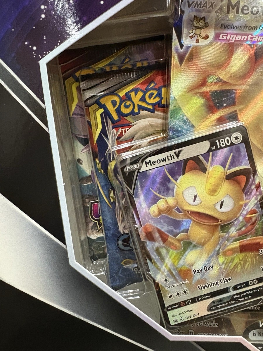 Pokemon TCG Meowth VMAX Special Collection Box - 4 Booster