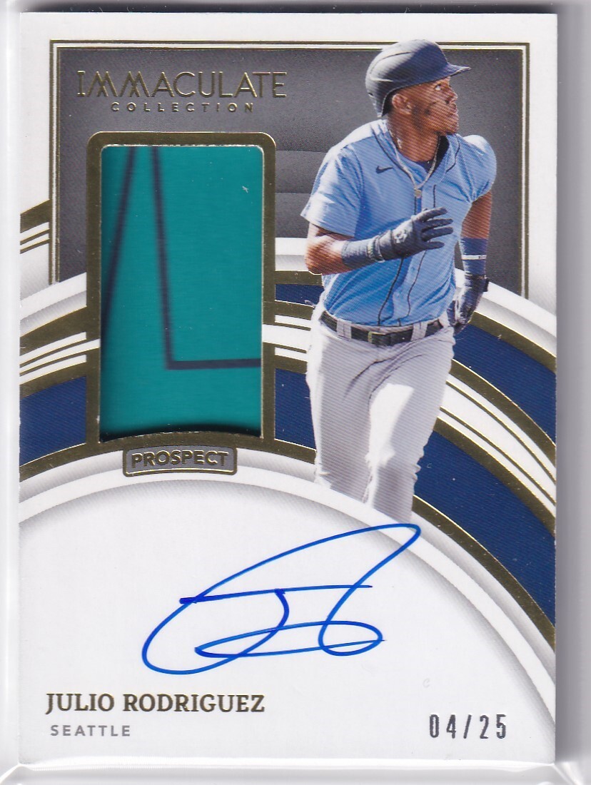JULIO RODRIGUEZ /25 ROOKIE AUTO LOGO JERSEY PATCH MARINERS RC