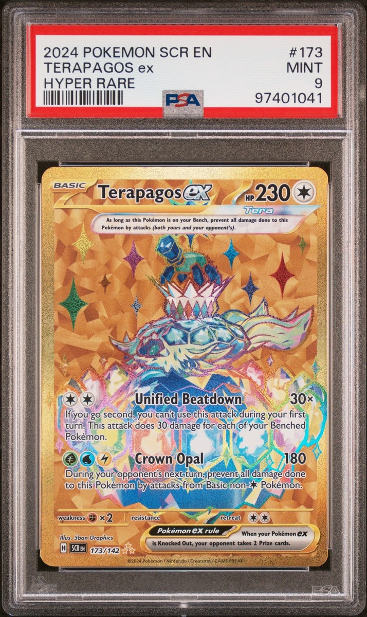 PSA 9 Terapagos Ex Hyper Rare #173 2024 Pokemon Scr Stellar Crown