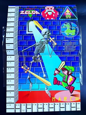 Vintage Nintendo The Power Game 1990 Calendar Zelda Metroid Super