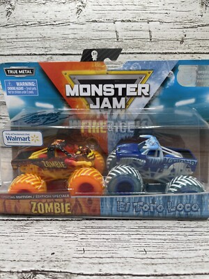 MONSTER JAM 1:64 Fire Ice Zombie El Toro Loco 2 pack 2020 spin