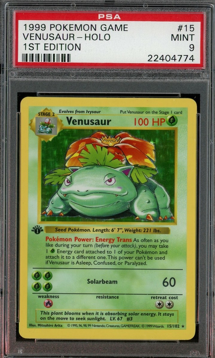 Pokemon 1st Edition Base Set Venusaur Holo 15/102 Graded PSA 9
