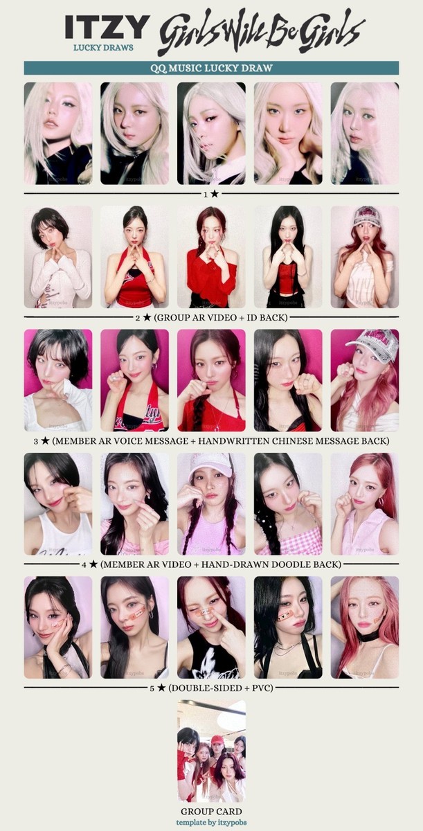 ITZY ALBUM PHOTOCARD POB QQ MUSIC 5 STAR CHINA WEB GIRLS OFFICIAL