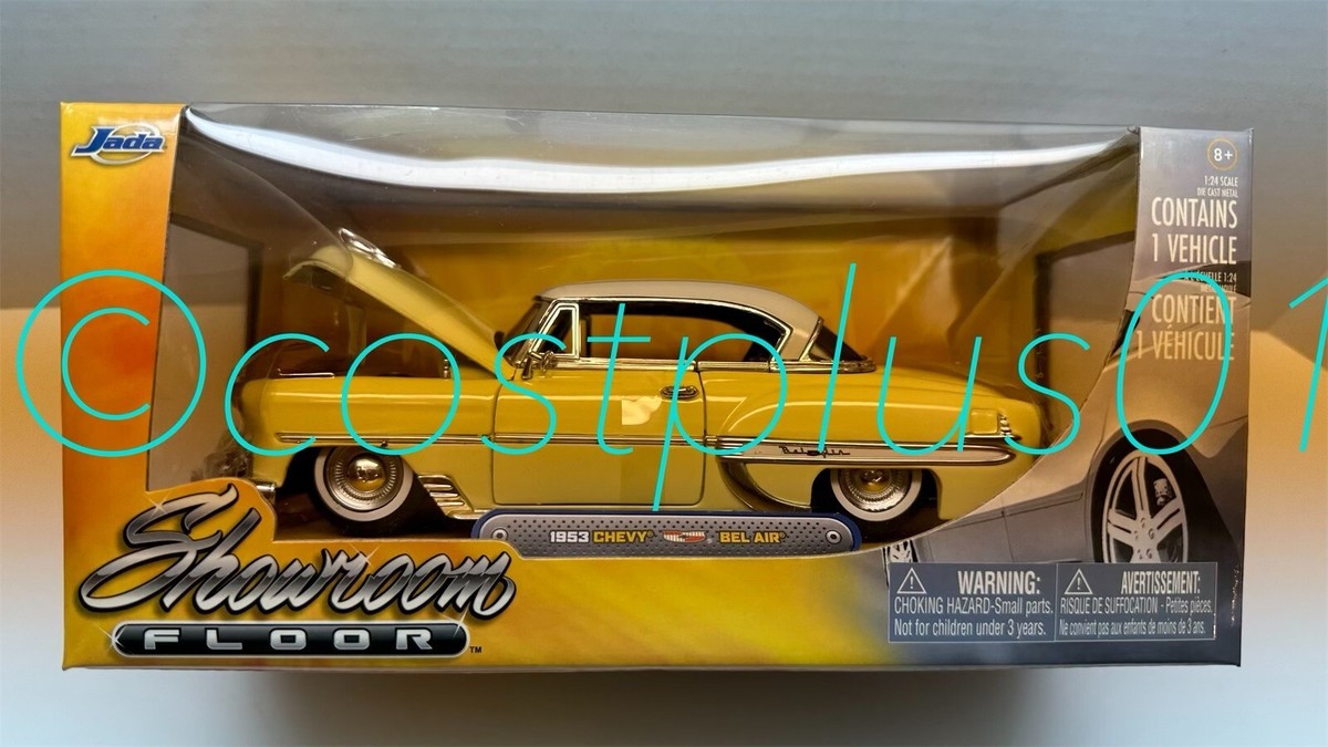 JADA SHOWROOM FLOOR 1953 CHEVY BEL AIR 1:24 YELLOW WITH WHITE TOP