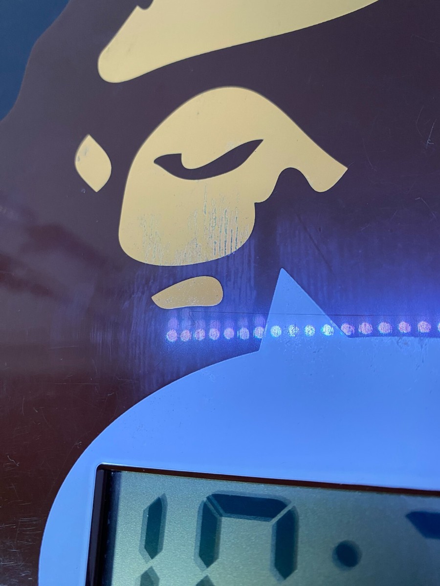 A BATHING APE Bape Ape Digital Wall Clock Head Brown Hanging 9.4