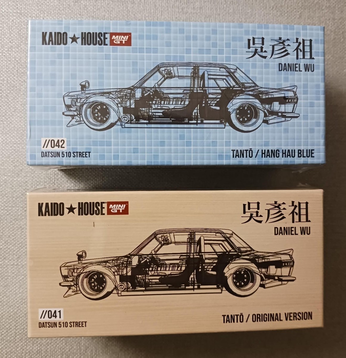 Kaido House Mini GT Daniel Wu Tanto Datsun 510 Pair Blue Tan Rare