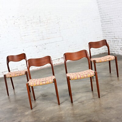 4 Neils O Moller Scandinavian Modern Model 71 Teak Dining Chairs