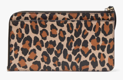 Kate Spade Lucy Leopard Medium Saffiano L-Zip Wristlet KH767