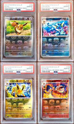 PSA 10 Eevee Vaporeon Jolteon Flareon Master Ball Holo SEQ set