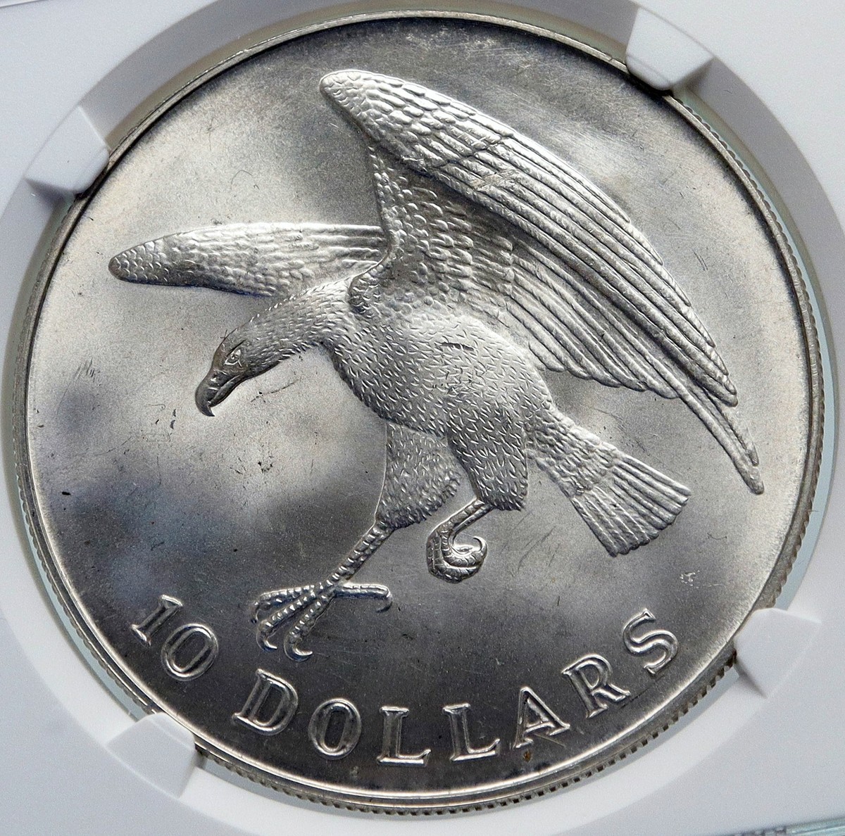 1974 SINGAPORE w Sea Eagle Genuine VINTAGE OLD Silver 10 Dollars