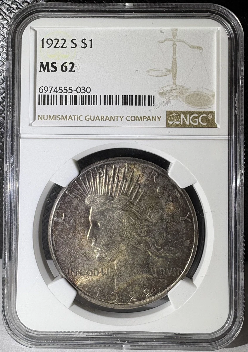 Silver MS 62 Graded 1922 Year Peace Dollars (1921-1935) for sale