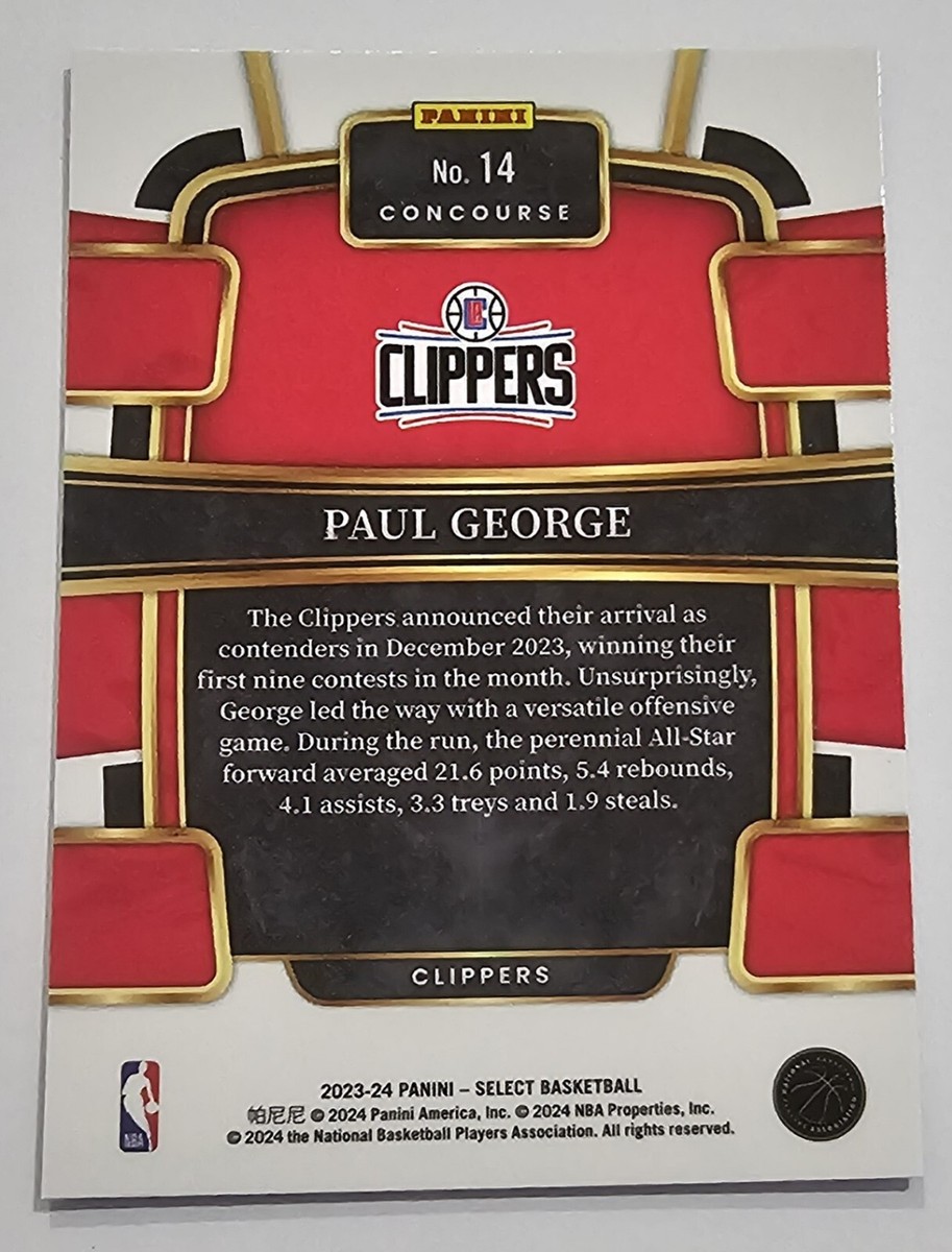 2023-24 Panini Select Basketball Card Paul George Los Angeles