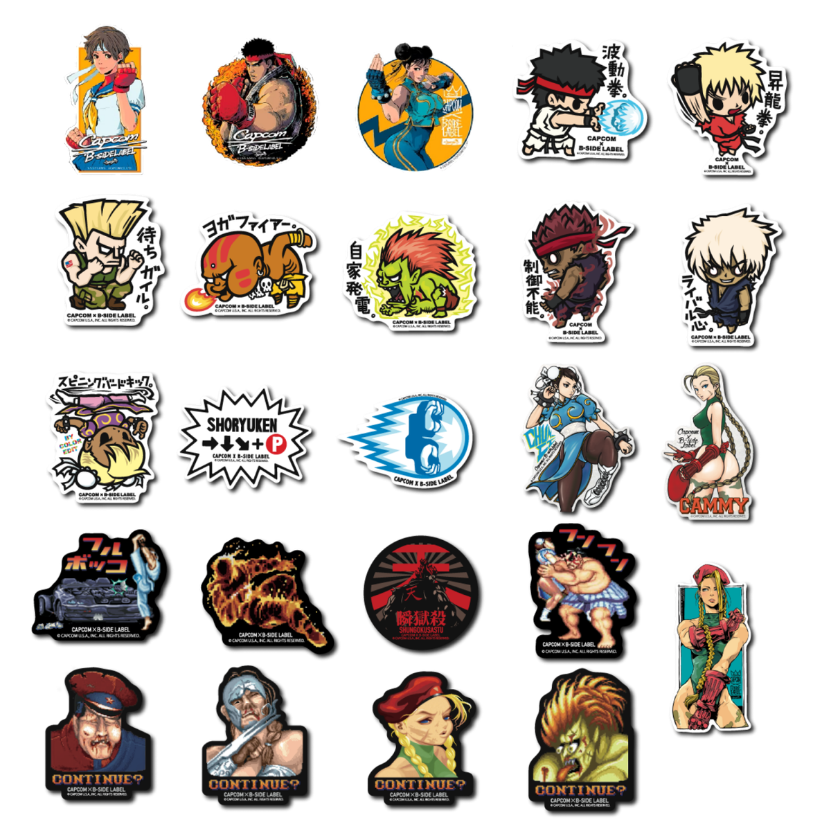 Capcom Street Fighter game B-SIDE LABEL Sticker 25 types Japan
