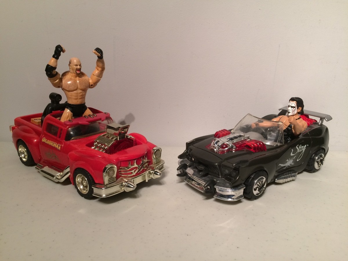 Vintage 2000 WCW Marvel Sting Goldberg Electronic Car Truck Action