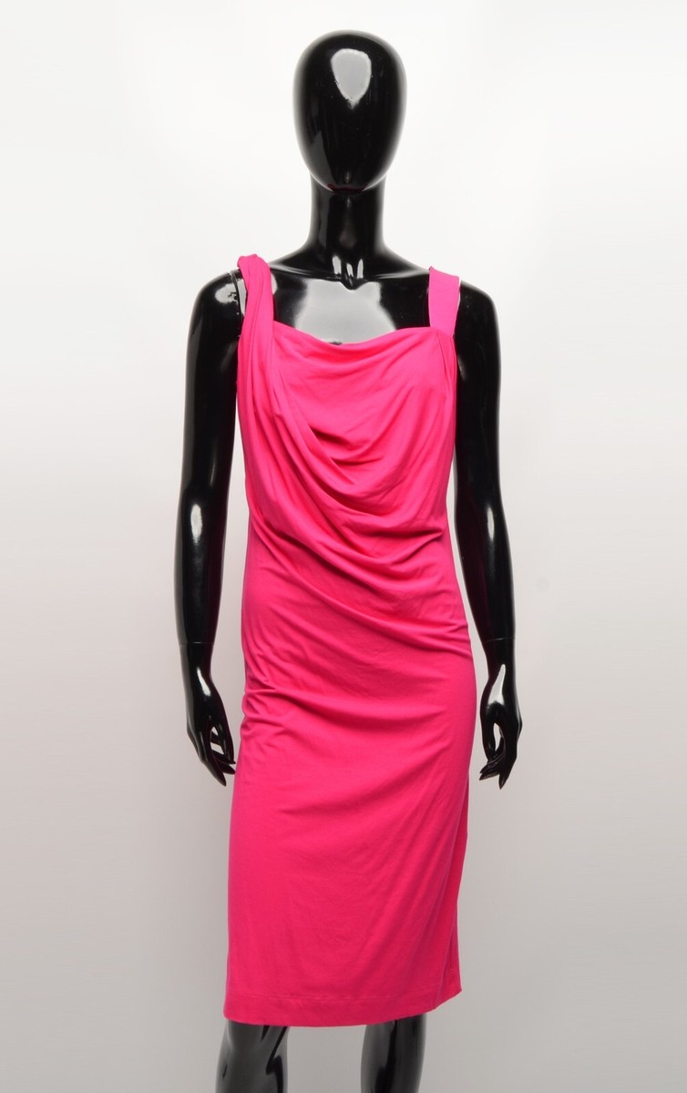 Vivienne Westwood Anglomania Draped Bodycon Pink Midi Dress Size M