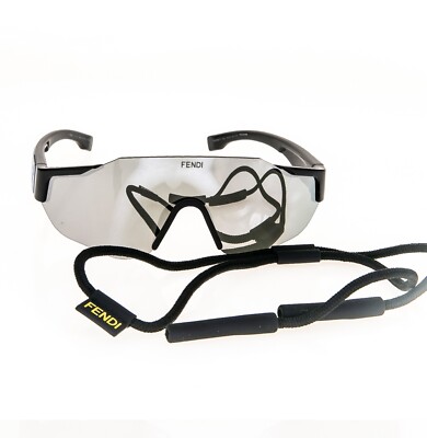 FENDI SPORT Baguette 40088 Black Silver Wrap Lanyard Mask