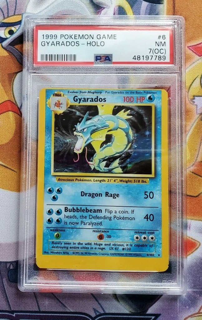 POKEMON PSA 7 MC Offset Pokemon Gyarados 6/102 NM RARE Error Card