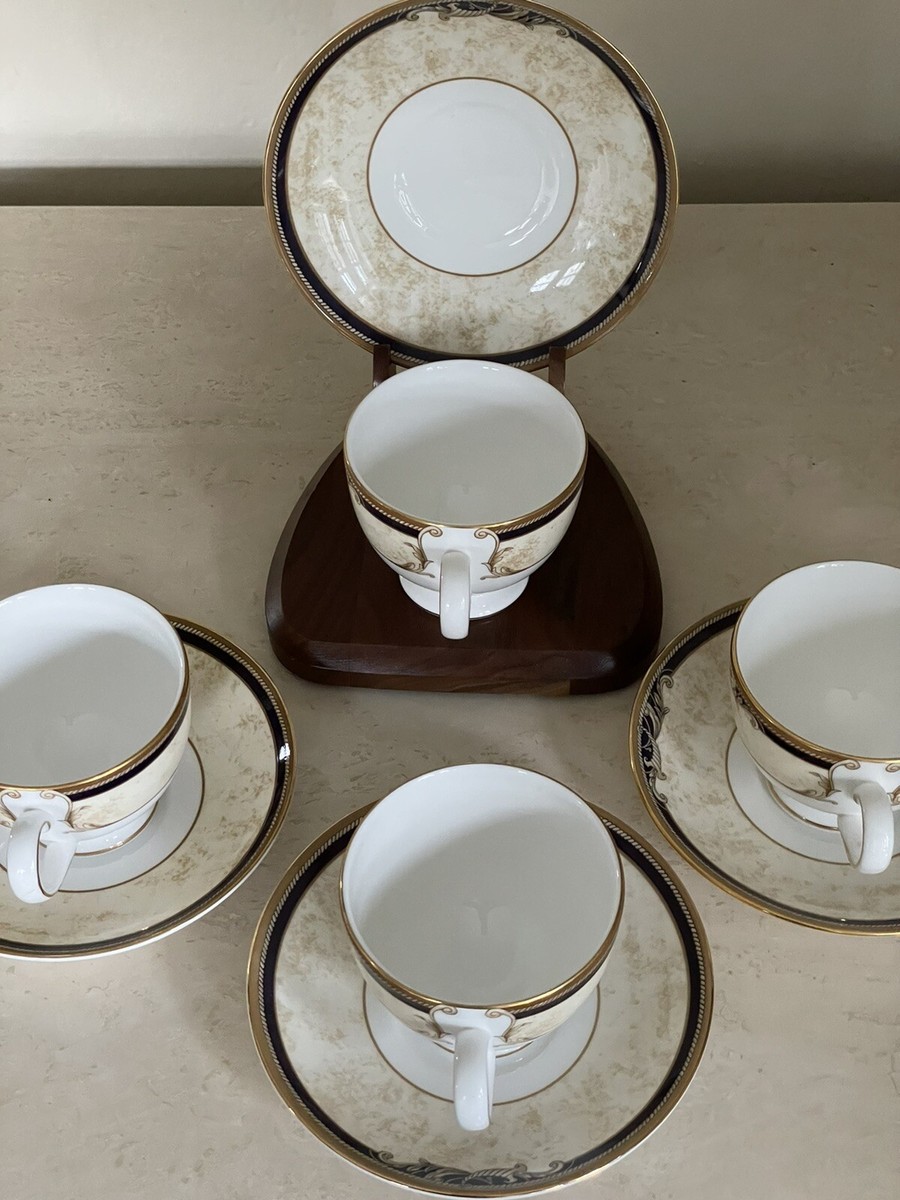 4 Wedgwood CORNUCOPIA Leigh Shape Cup & Saucer Set Of 4
