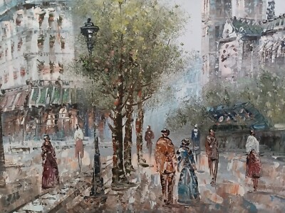 Original CAROLINE BURNETT Painting PARIS 28 x 24in OIL ON CANVAS