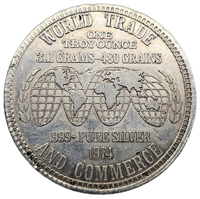 Rare 1974 U.S. Silver Corporation World Trade and Commerce 1 oz