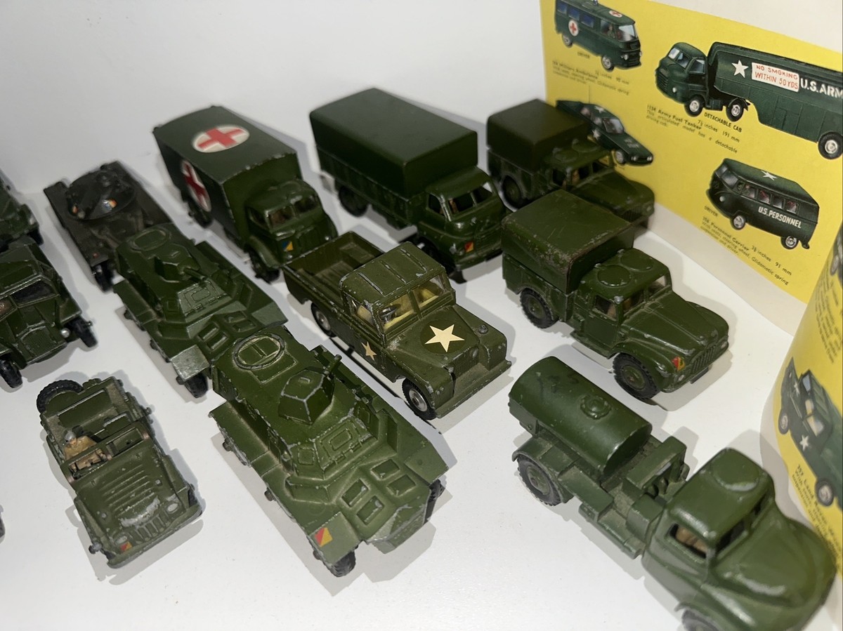 Vintage DINKY TOYS Collection Lot Of 18 Army Military Vehicles