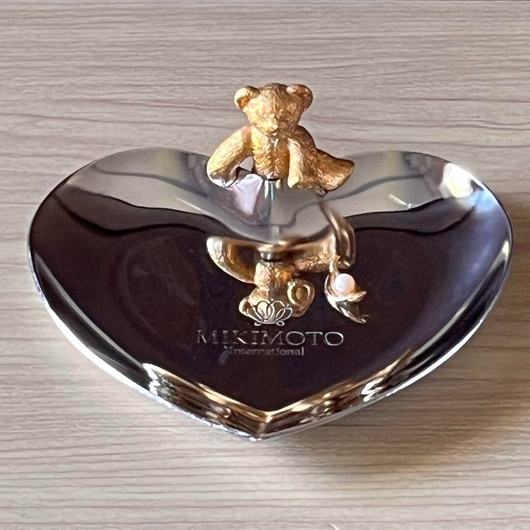 Mikimoto Jewelry Accessories Tray Silver Heart Golden Bear no Box