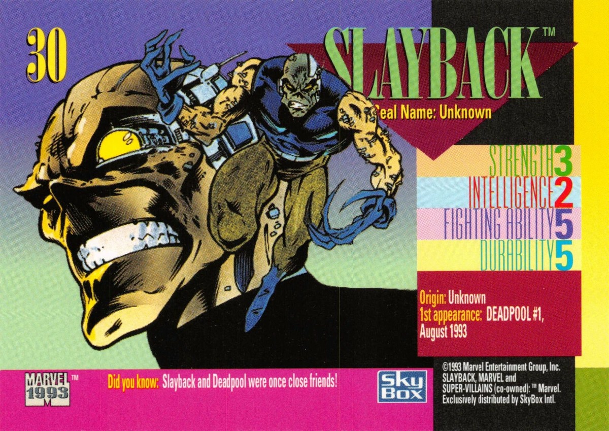 SLAYBACK / 1993 Marvel Universe Series 4 (SkyBox) BASE Trading