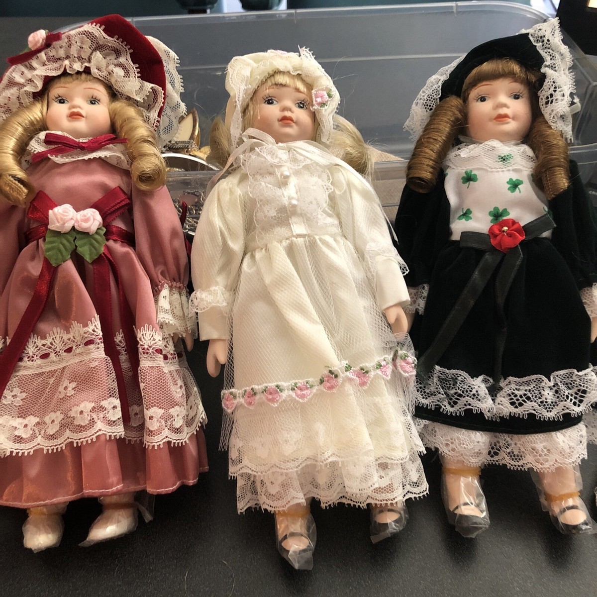 Set Of Three, 8 Inch Porcelain Dolls From Different Countries New