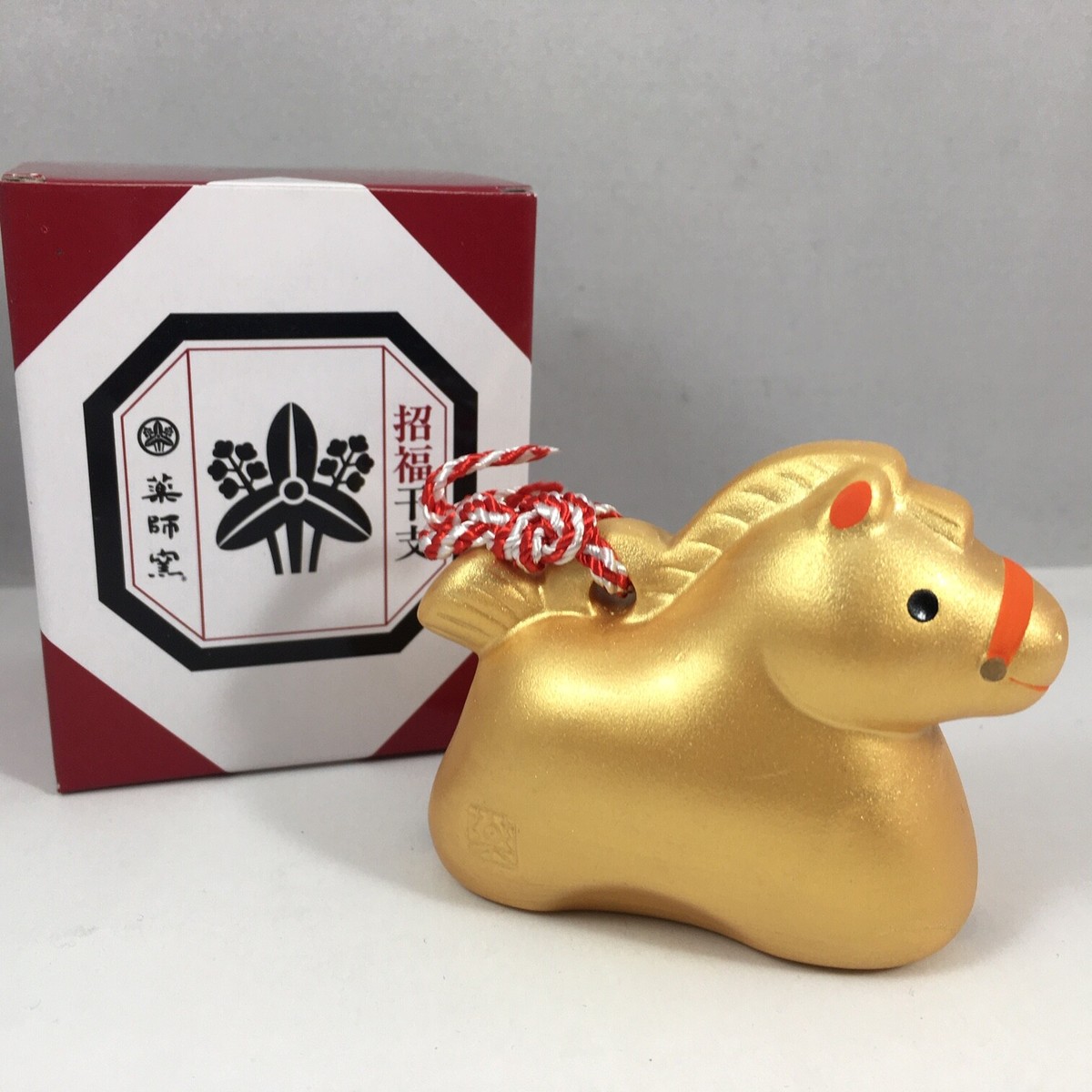 Japanese ETO 2026 Zodiac Gold Clay Lucky HORSE Bell Ornament