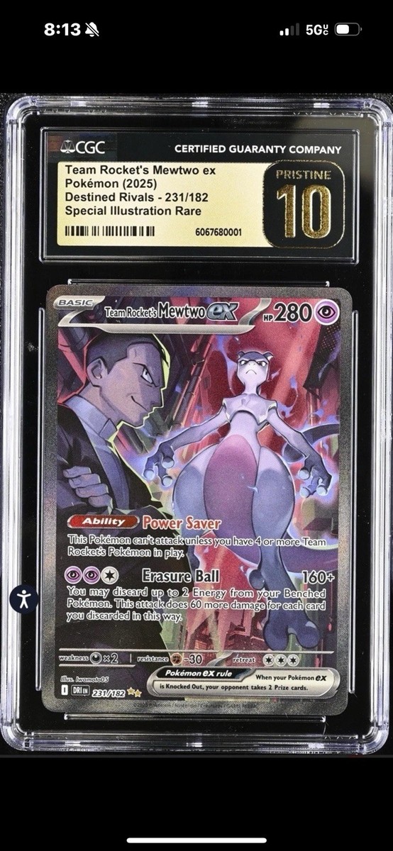TEAM ROCKETS MEWTWO EX 231/182 Pokemon CGC 10 PRISTINE 2025
