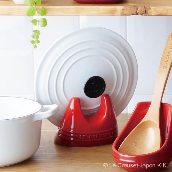 Le Creuset Lid Stand Cherry Red Stoneware from Japan New