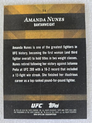 Amanda Nunes Class 1 Blue /199 2024 Topps Gold Label | eBay