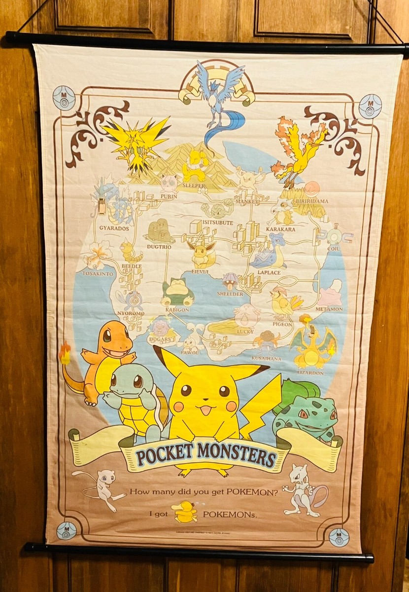 EX) Pokemon Tapestry Poster Pikachu Charizard Mew Mewtwo Cubone