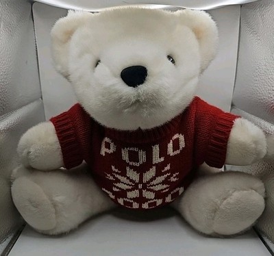 Polo Ralph Lauren Vtg 2000 Brown Teddy Bear Red Alpine Sweater