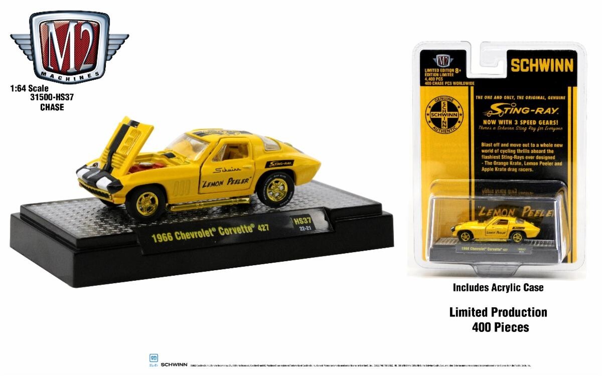 M2 Machines 1:64 1966 Chevrolet Corvette 427 Schwinn Lemon Peeler