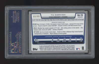 POP 3 PSA 9 YU DARVISH 2012 BOWMAN CHROME RC AUTOGRAPH BLUE