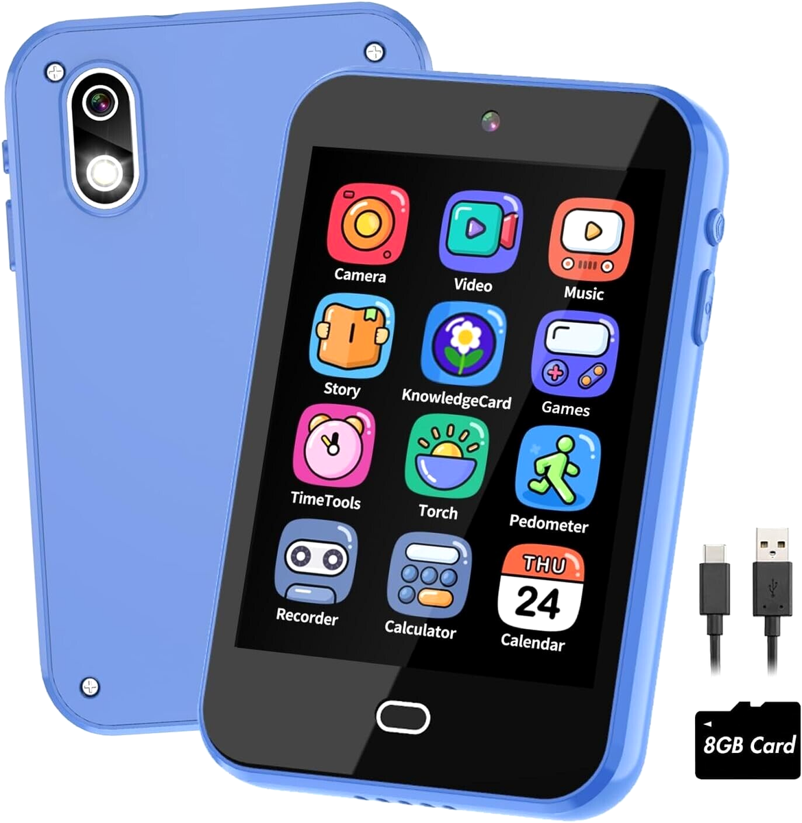 Touchscreen Phone for Kids, w/ 8G SD Card, Multi-Function Kids Toy