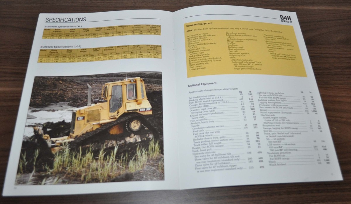 Caterpillar D4H XL LGP Dozer Tractor Specification Technical