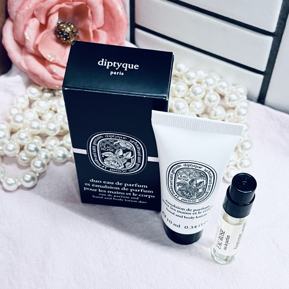 Diptyque Paris Hand Body Lotion Eau Rose 10ml + EDP 2 ML Mini