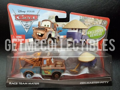 DISNEY PIXAR CARS RACE TEAM MATER ZEN MASTER PITTY PC 2 PACK SAVE