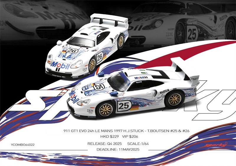 Sparky 1:64 911 GT1 EVO 24h LE MANS 1997 H.J. #25 #26 two cars set