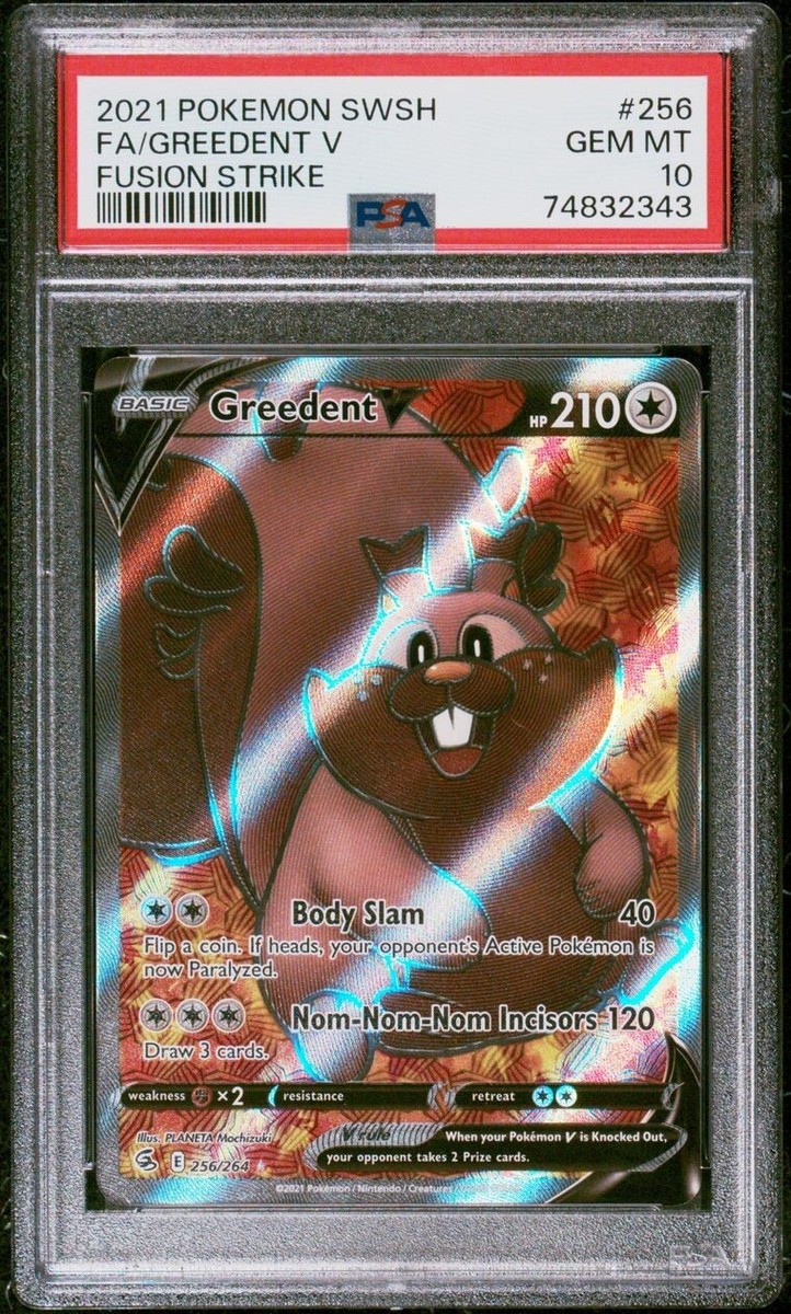 PSA 10 GEM MINT Greedent V 256/264 Fusion Strike FA Ultra Rare
