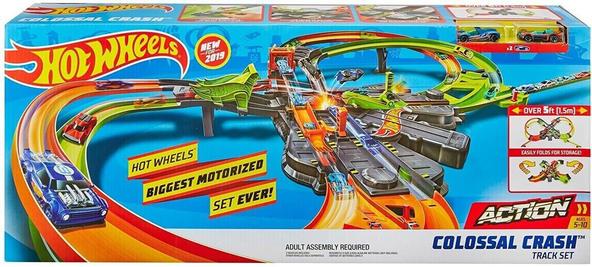 Hot Wheels Colossal Crash, Figure 8 Track Set, Competitive Play
