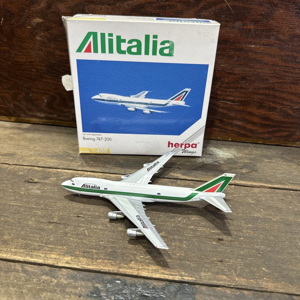 ALITALIA 747-200 Herpa 1/400 Scale in Box Diecast | eBay