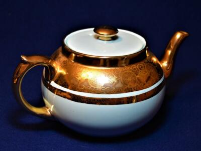 Vintage 1912c GIBSON & SONS Ltd England Blue & Gold Accents 4 Cups