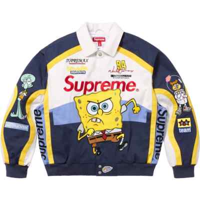 Supreme SpongeBob SquarePants Jeff Hamilton Racing Jacket White | eBay